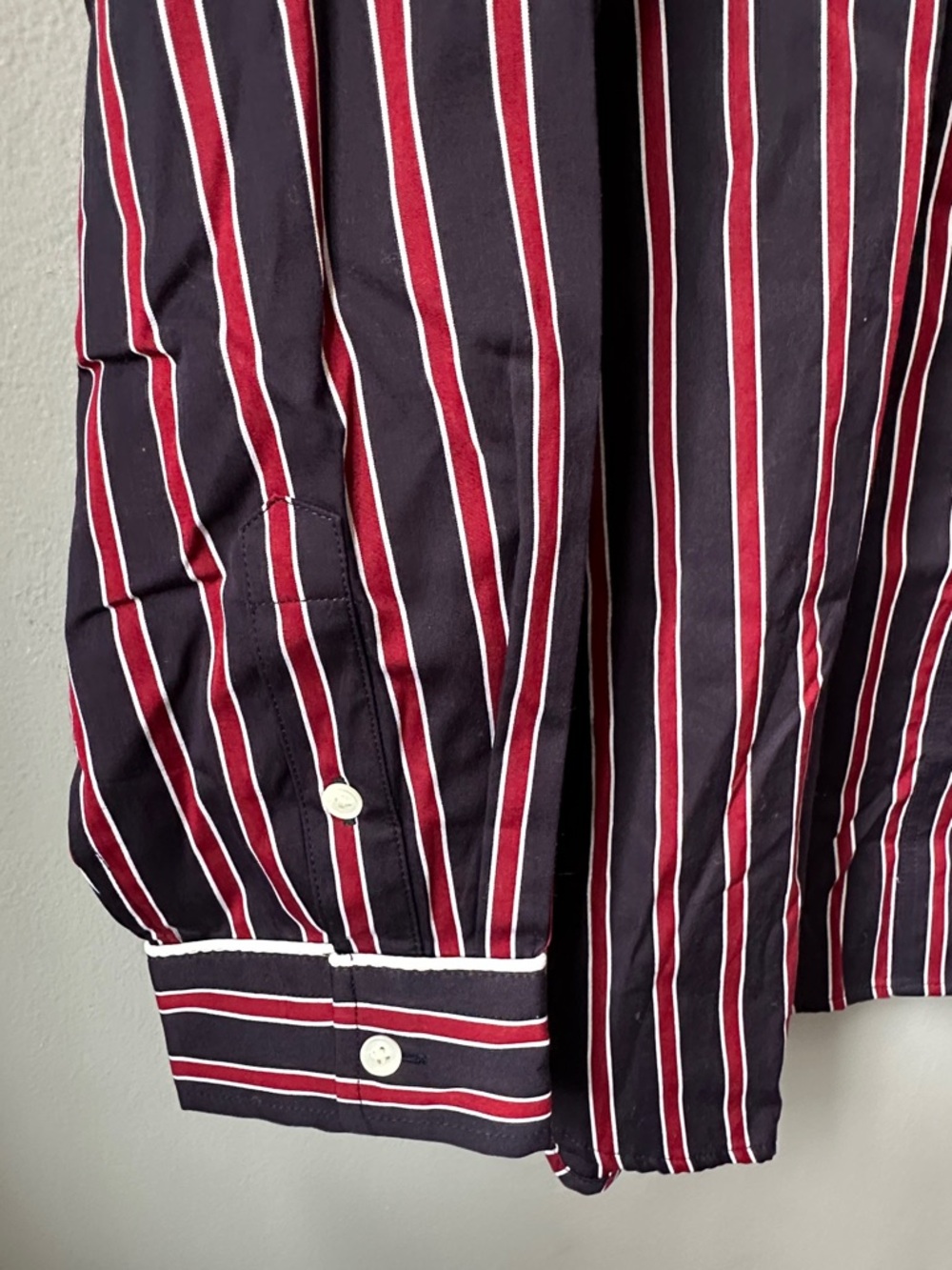 Madewell NWT long Button-Up Shirt in stripe poplin red blue women’s large - Picture 4 of 14